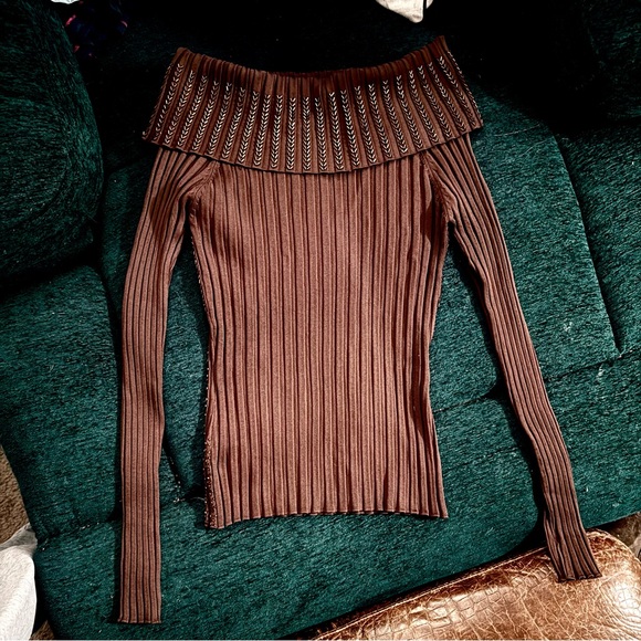 Cache Brown Ribbed Women's Top - Picture 2 of 5